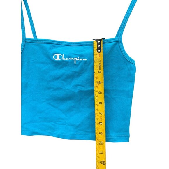 Champion Womens Blue Spaghetti Strap Crop Tank Top XS Cotton/Spandex - Picture 3 of 5